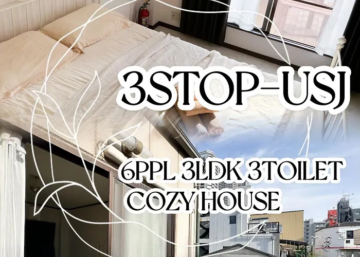 7 Min To Sta｜Osaka 3Beds 6Ppl Usj Namba Dotonbori Ouyang