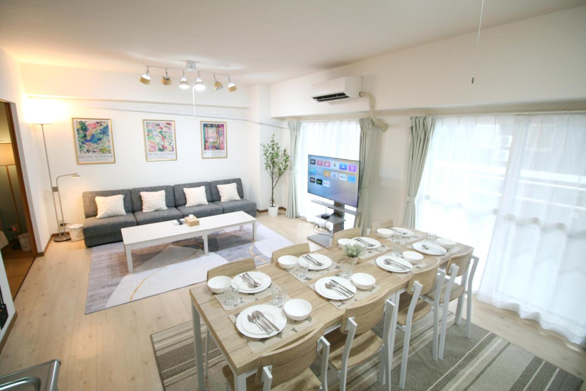 大阪中心街 道頓堀徒歩10分!!! 日本橋駅 徒歩10分 ホテルリネン使用 702 Apartment *