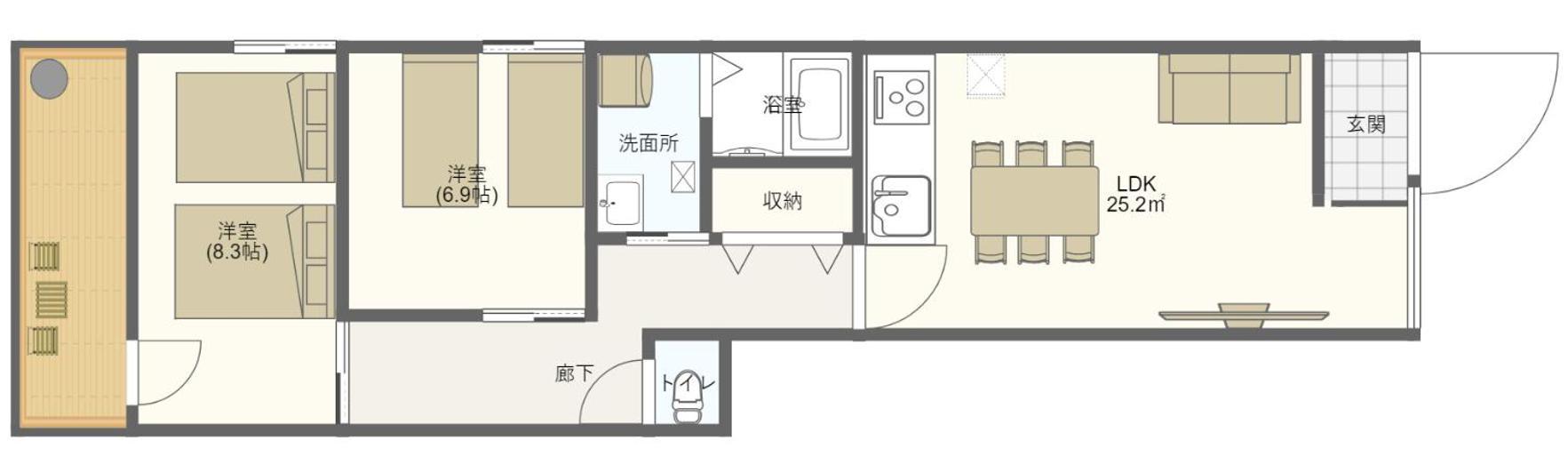 最大7名宿泊可能 Gs House Osaka