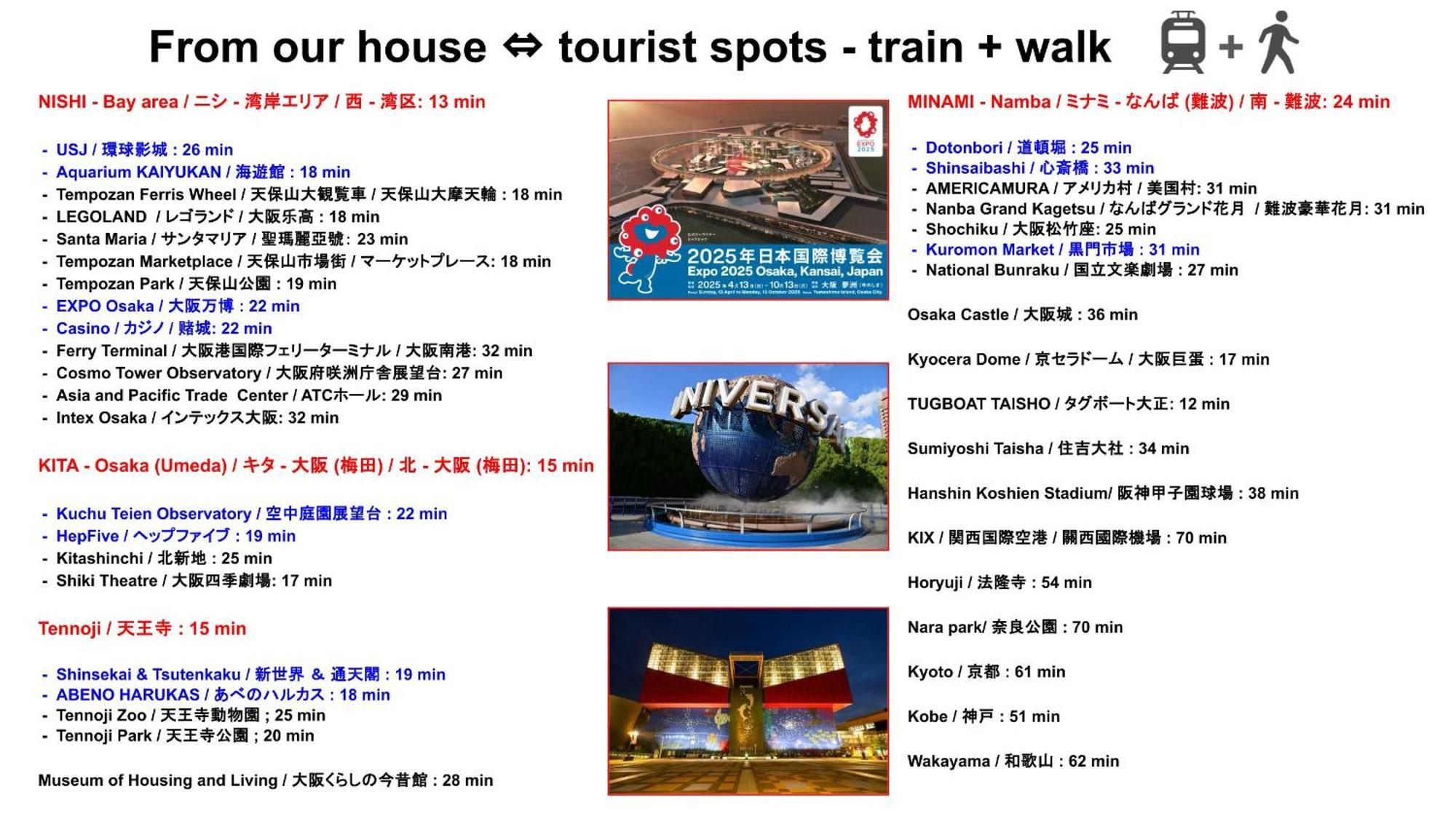 Usj 22min,kaiyukan 11min,kyocera Dome 8min,solaniwa Onsen 5min,direct 2 Kix,kaiyukan,osaka,nara,osaka Castle Apartamento Osaka