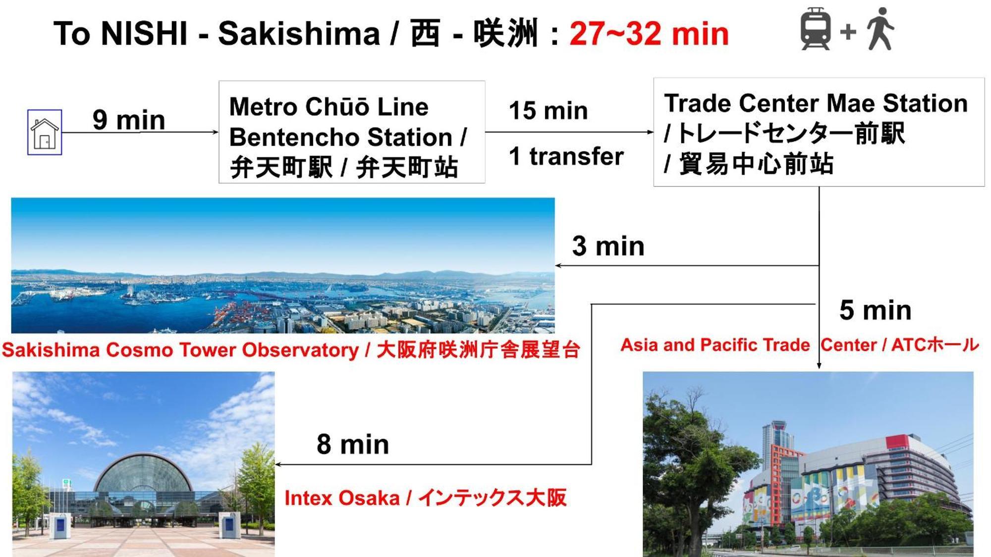 Expo Express Gateway: 15-min To Nishi & Tempozan Apartment *