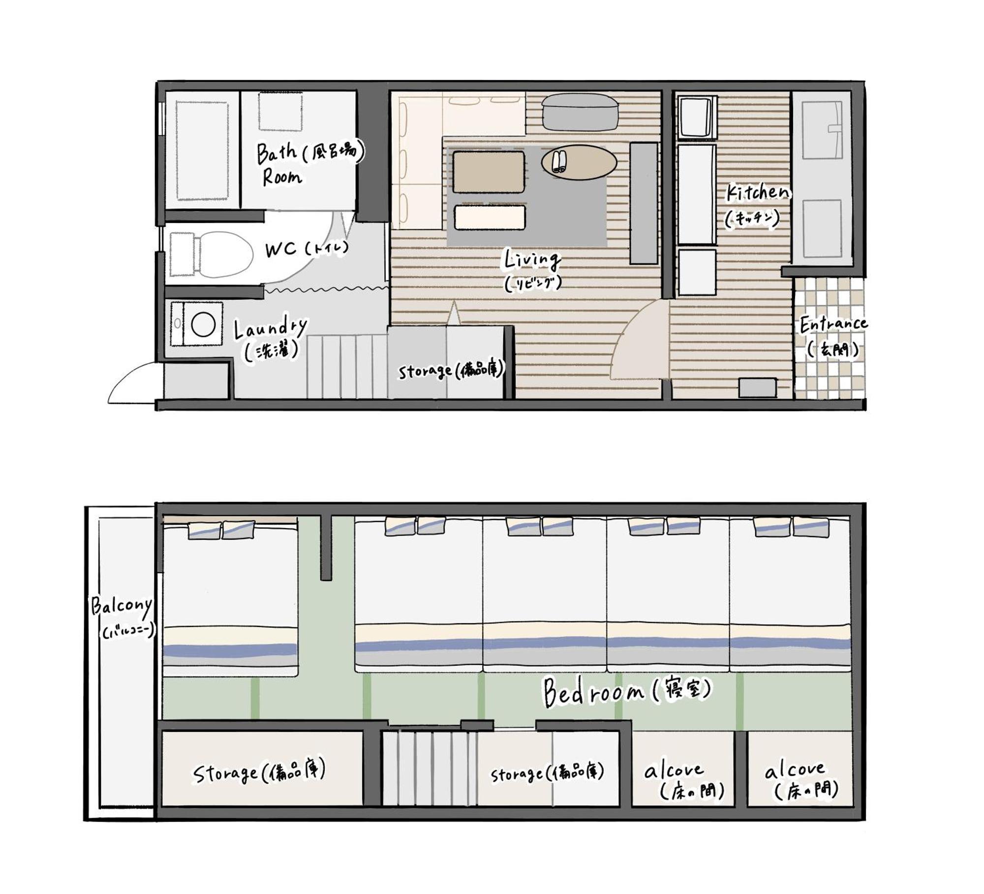 Apartment Kizuna 絆 - 5 Bedding In 2 Tatami Rooms, Max 11, 1 And A Half Bath Rooms, 30min To Usj, Kaiyukan Aquarium & Namba, 12min To Kyocera Dome, , Japanese Style Private House