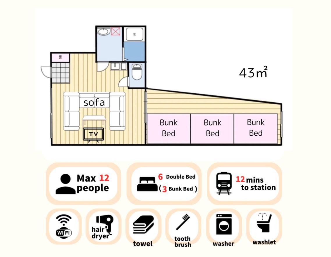 Apartment Guest House Eastwo 日本橋でんでんタウンまで徒歩4分の好立地 Osaka