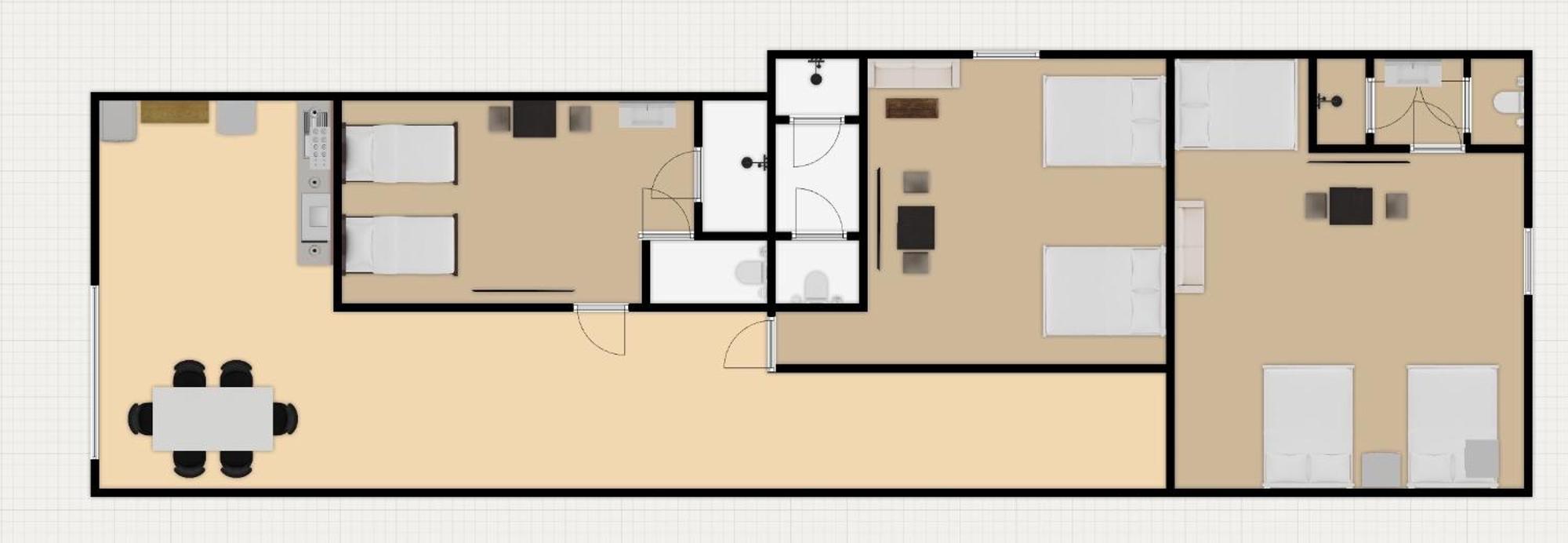 Villa 3个独立房间独栋别墅最大13人 里面有3个干湿分离卫浴 *